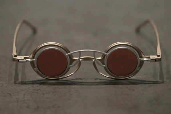 Rigards X COMMONPLACE store joint limited edition salmon color detachable glasses RG0105TI RG-RG0105TI-QJY light gold and silver frame carmine red